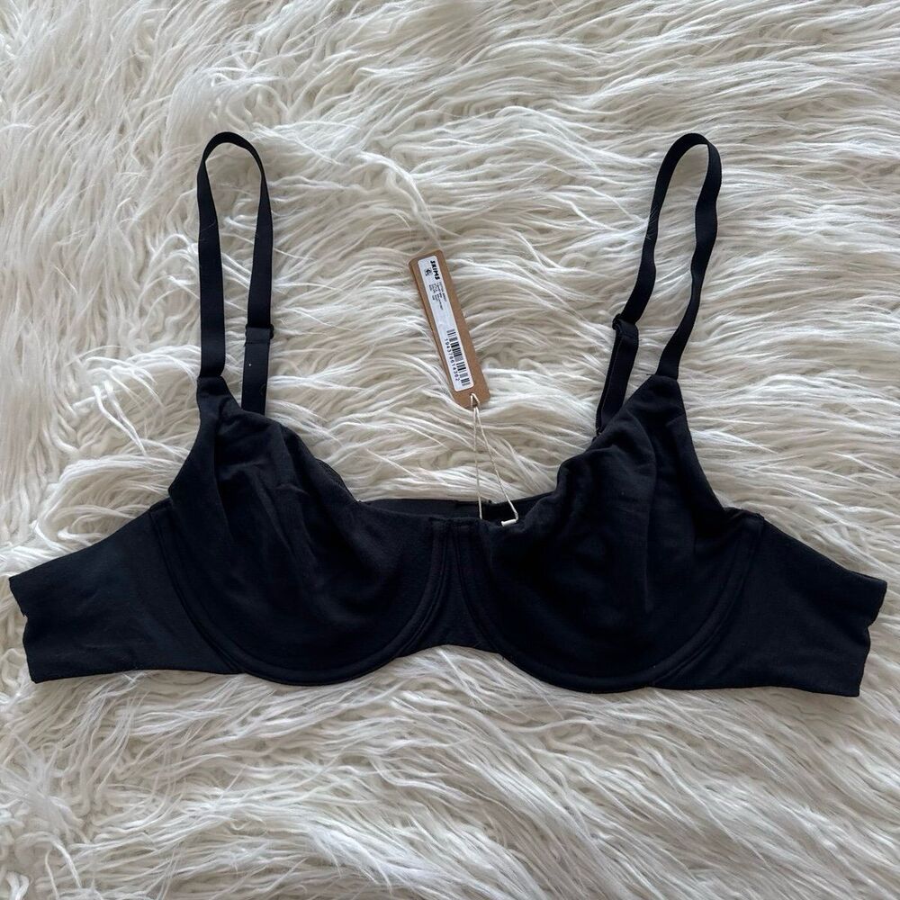 Skims Cotton Jersey T-shirt Bra Soot Size 42B